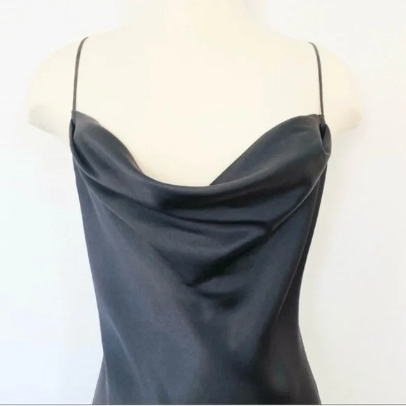 Y2K Victoria’s Secret 100% Silk Smoky Black Vintage Cowl Maxi Gown Slip Dress M - Picture 2 of 6